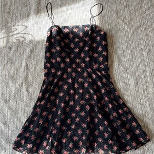 Alice + Olivia Black Dress with Pink Floral Design